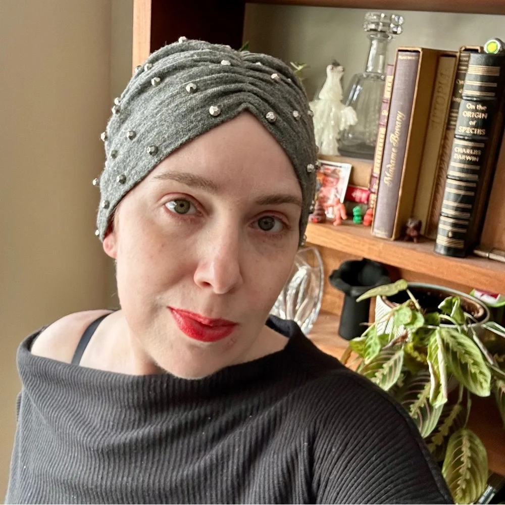 Vintage gray beaded winter turban beanie AS IS - Picture 3 of 7